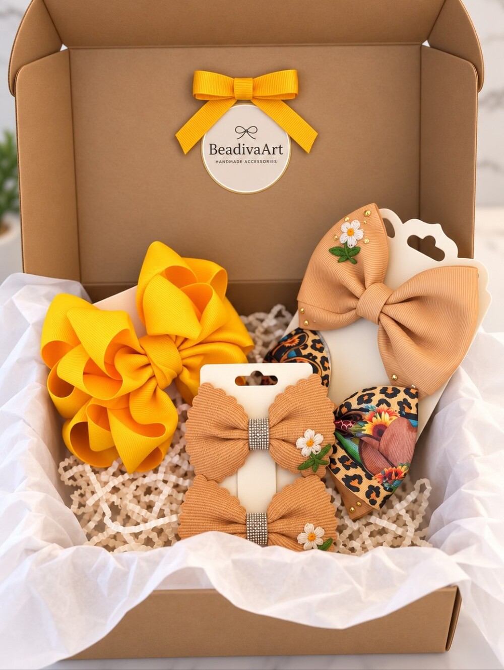 Handmade Fall Hair Bow Gift Set/ Girls Hair Accesories (5 Pieces)